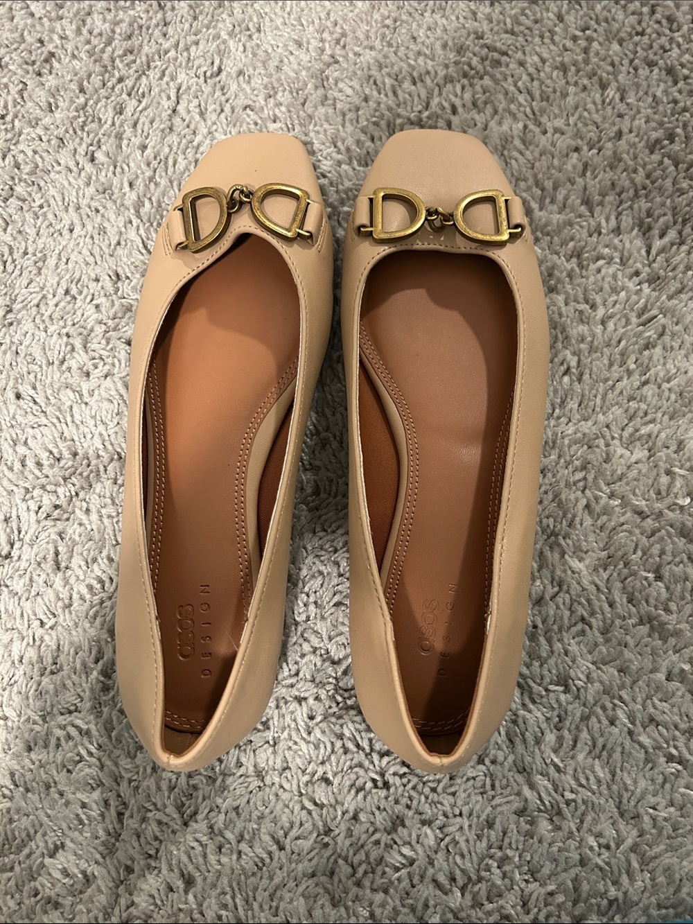 NWT ASOS Leather-like Ballet Flats with Gold Horsebit Accent, sz 7/7.5